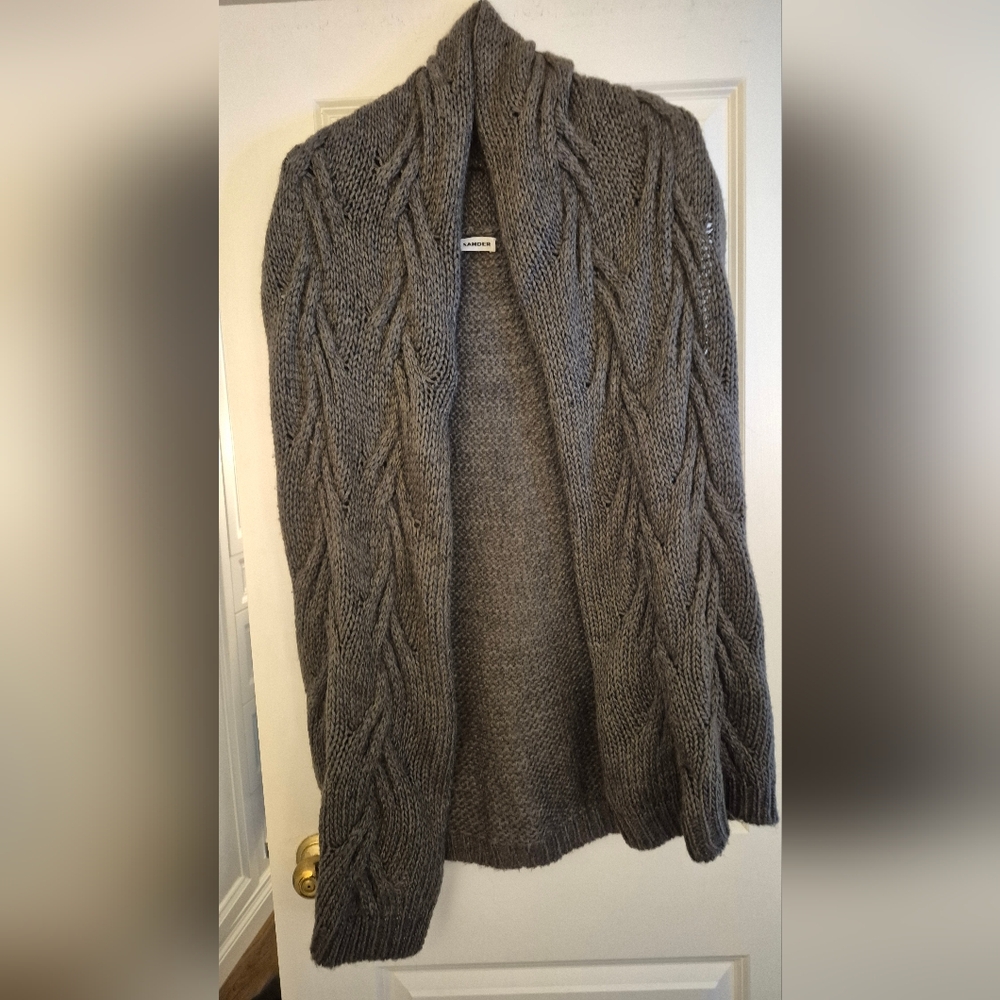 Jil Sander Moss Green Beautiful Sleevless  Cable Knit Cardigan